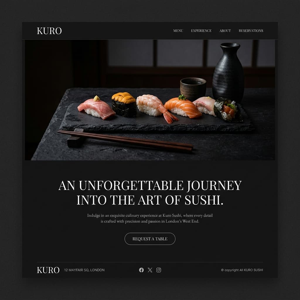 Kuro Sushi Bar - Custom Web Design